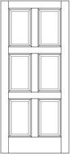 6 Panel Square Exterior Solid Wood Door example