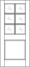 Square Panel Exterior Solid Wood Door with 6 Glass Panes example