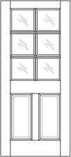 2 Panel Exterior Solid Wood Door with 6 Glass Panes example