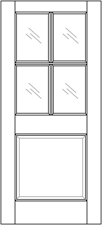 Square Panel Exterior Solid Wood Door with 4 Glass Panes example