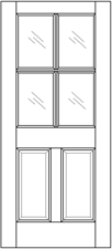 2 Panel Exterior Solid Wood Door with 4 Glass Panes example