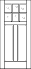 2 Rectangular Panel Exterior Solid Wood Door with 6 Glass Panes example