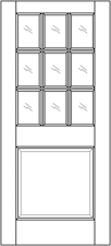 Square Panel Exterior Solid Wood Door with 9 Glass Panes example