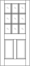 2 Panel Exterior Solid Wood Door with 9 Glass Panes example