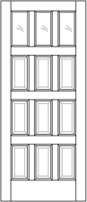 9 Panel Exterior Solid Wood Door with 3 Glass Panes example