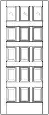 12 Panel Exterior Solid Wood Door with 3 Glass Panes example