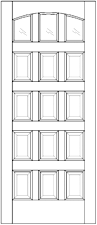 12 Panel Exterior Solid Wood Door with 3 Arched Glass Panes example