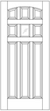 3 Rectangular Panel Exterior Solid Wood Door with 6 Arched Glass Panes example