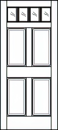 4 Panel Exterior Solid Wood Door with 4 Glass Panes example